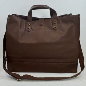 Thirty One Womens Brown Deluxe Square Tote Bag Vegan Leather Crossbody Strap